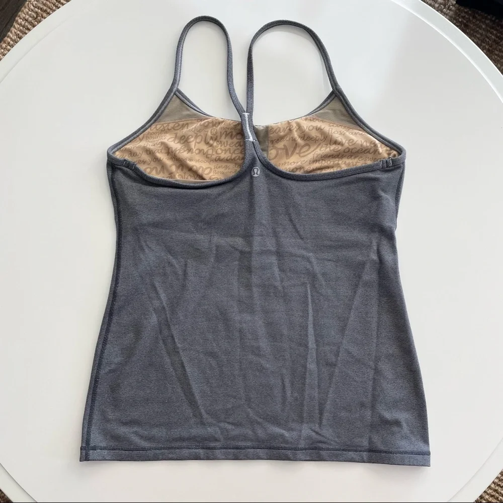 Lululemon Flow Y Blue & White Stripe Tank Size 10
